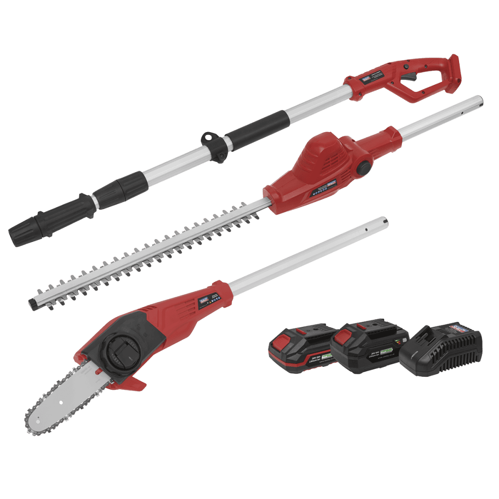 Sealey Telescopic Cordless Hedge Trimmer & Chainsaw Kit 20V - 2 Batteries Model No- CP20VTPCOMBO