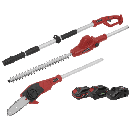 Sealey Telescopic Cordless Hedge Trimmer & Chainsaw Kit 20V - 2 Batteries Model No- CP20VTPCOMBO