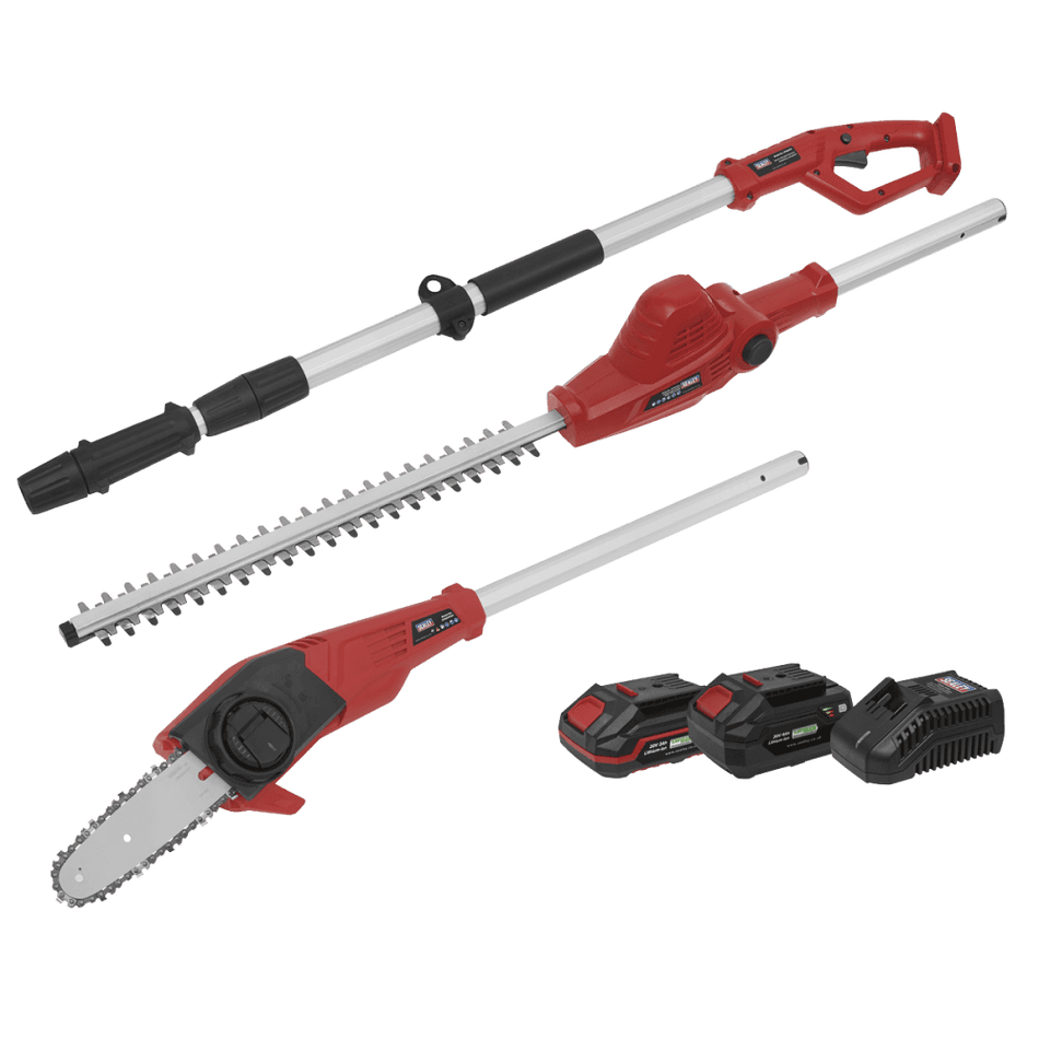 Sealey Telescopic Cordless Hedge Trimmer & Chainsaw Kit 20V - 2 Batteries Model No- CP20VTPCOMBO