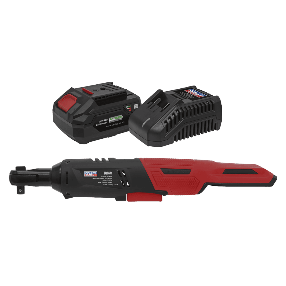 Sealey Cordless Ratchet Wrench Kit  3/8"Sq Drive 60Nm 20V 4Ah Model No- CP20VRWKIT1