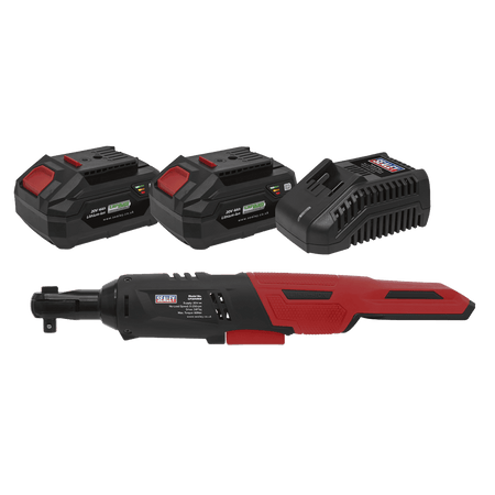 Sealey Cordless Ratchet Wrench 3/8"Sq Drive Kit 20V - 2 Batteries Model No- CP20VRWKIT