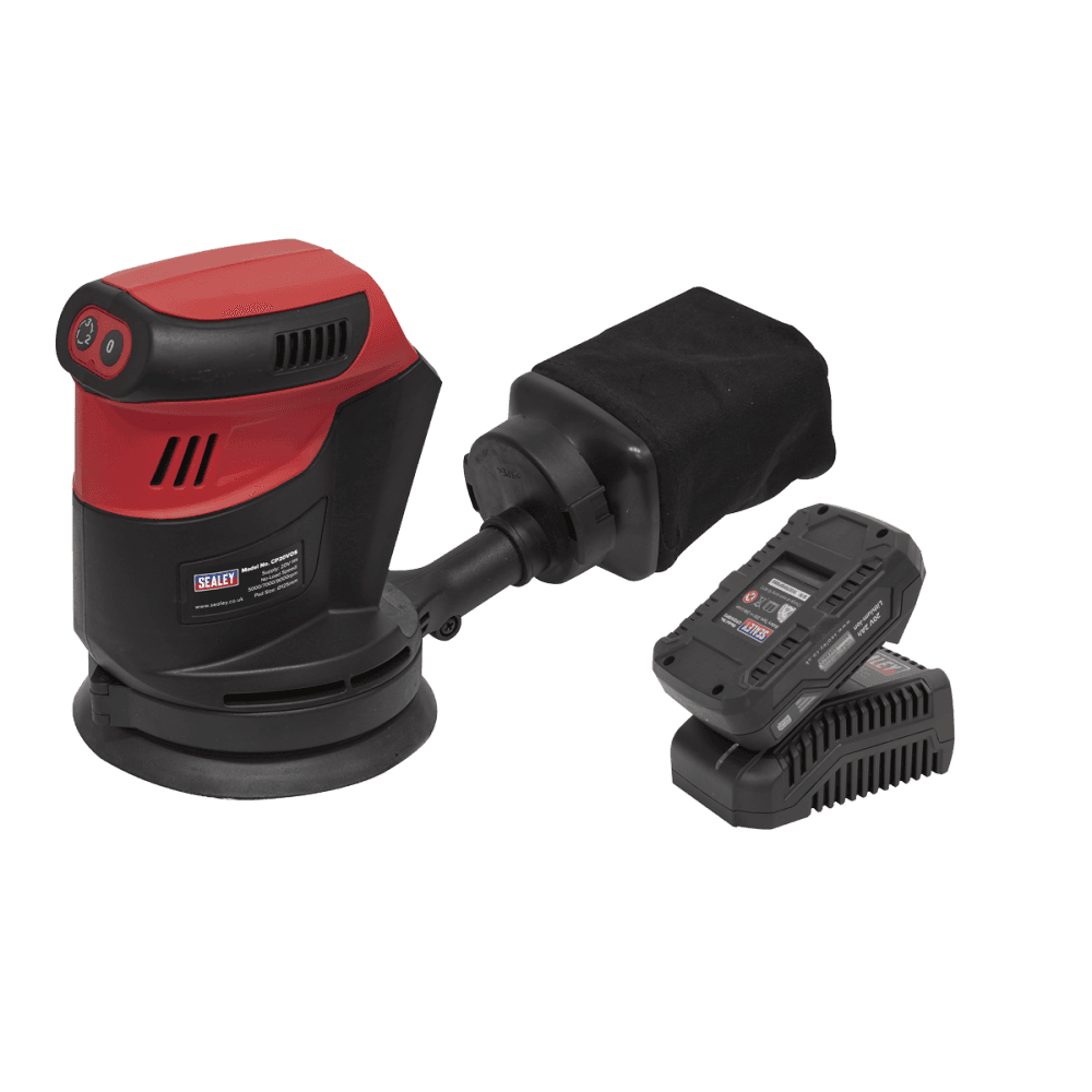 Sealey SV20 Series 125mm Cordless Orbital Palm Sander 20V 2Ah Model No- CP20VOSKIT1