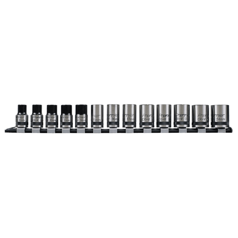 Sealey Socket Set 13pc 1/2"Sq Drive Lock-On? 6pt Metric - Black Series Model No- AK2742B