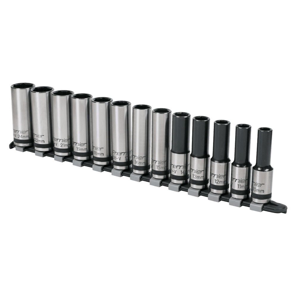 Sealey Socket Set 13pc 1/2"Sq Drive Deep Lock-On? 6pt Metric - Black Series Model No- AK2745B