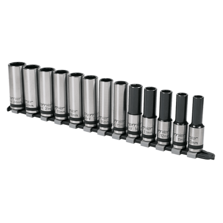 Sealey Socket Set 13pc 1/2"Sq Drive Deep Lock-On? 6pt Metric - Black Series Model No- AK2745B