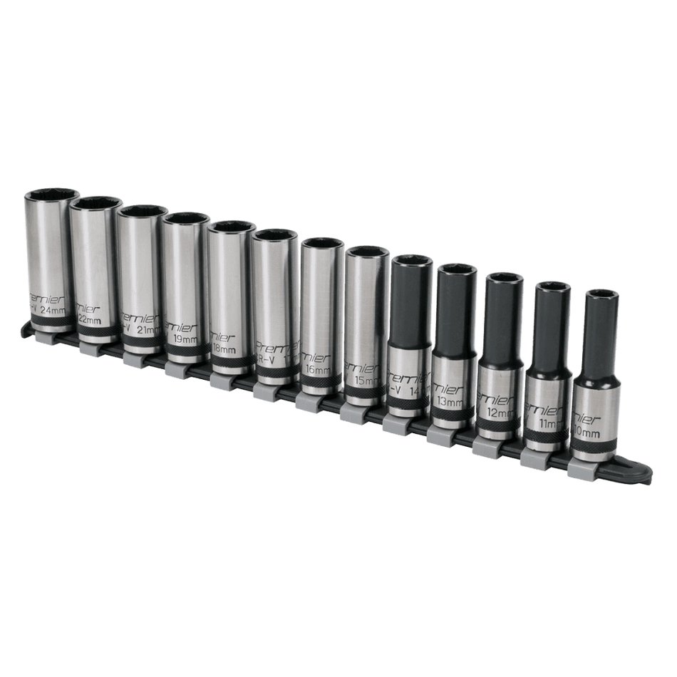 Sealey Socket Set 13pc 1/2"Sq Drive Deep Lock-On? 6pt Metric - Black Series Model No- AK2745B
