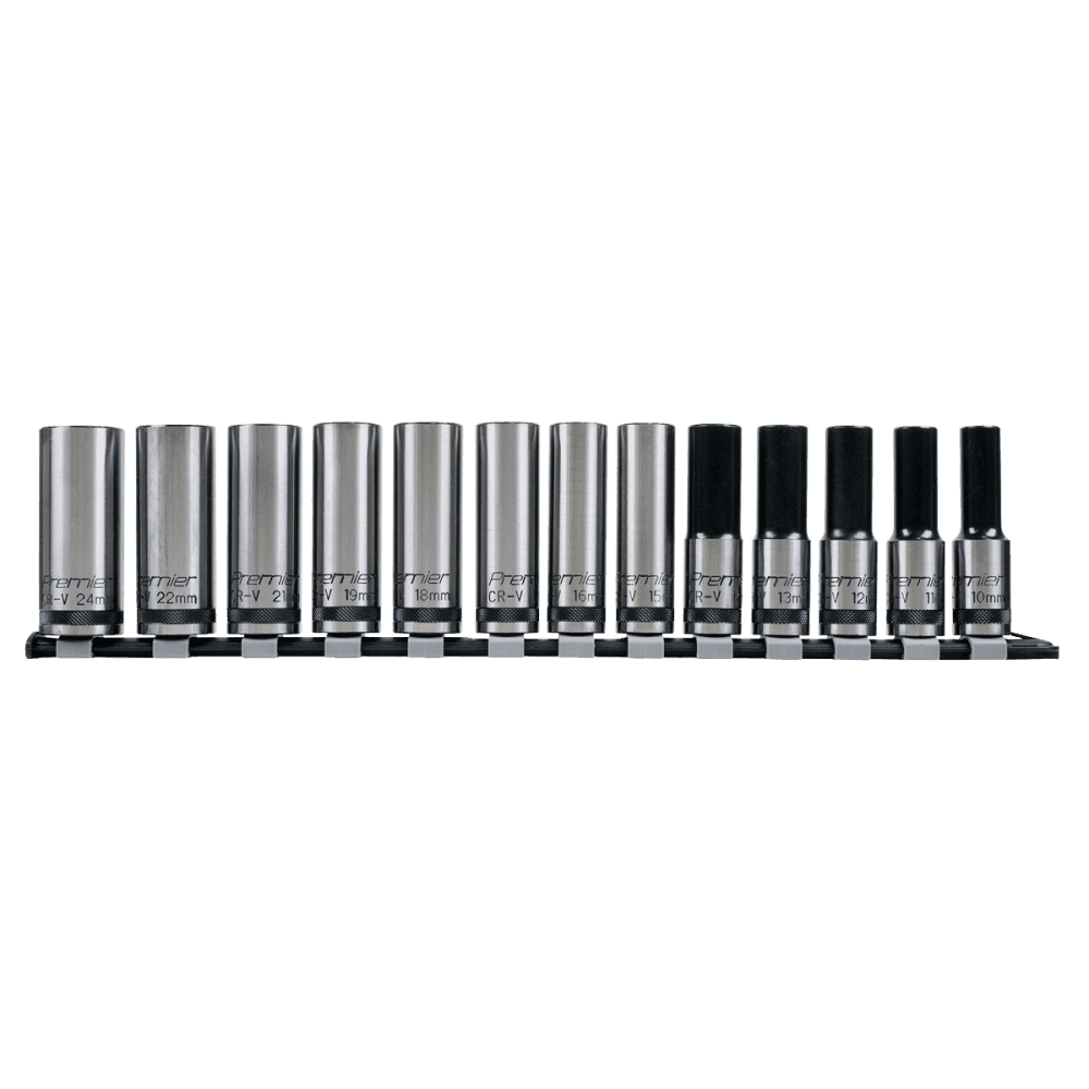 Sealey Socket Set 13pc 1/2"Sq Drive Deep Lock-On? 6pt Metric - Black Series Model No- AK2745B