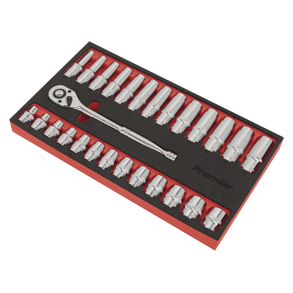 Sealey Ratchet Wrench & Socket Set 27pc 1/2"Sq Drive Model No- AK66723