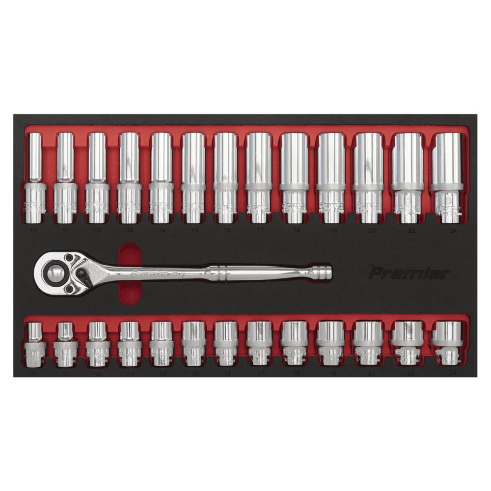 Sealey Ratchet Wrench & Socket Set 27pc 1/2"Sq Drive Model No- AK66723