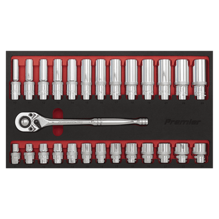Sealey Ratchet Wrench & Socket Set 27pc 1/2"Sq Drive Model No- AK66723