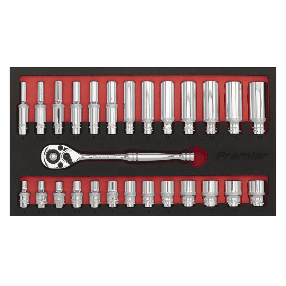 Sealey Ratchet Wrench & Socket Set 27pc 1/4"Sq Drive Model No- AK66721