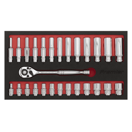 Sealey Ratchet Wrench & Socket Set 27pc 1/4"Sq Drive Model No- AK66721