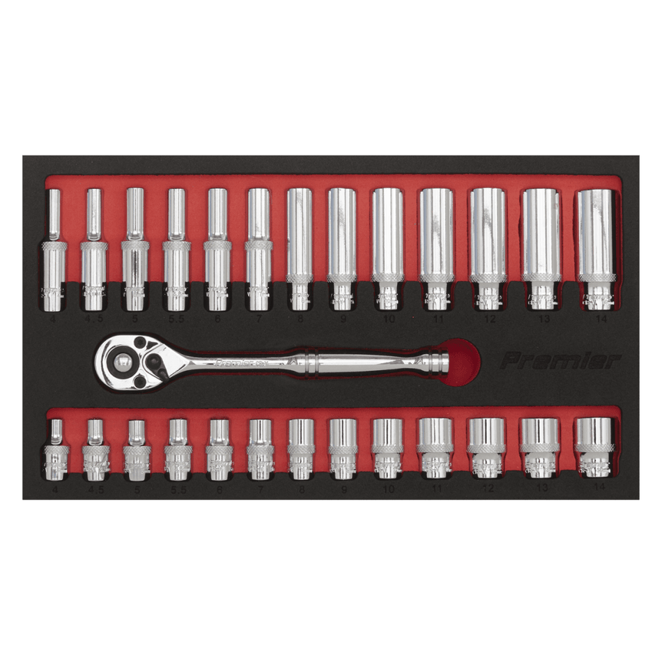 Sealey Ratchet Wrench & Socket Set 27pc 1/4"Sq Drive Model No- AK66721