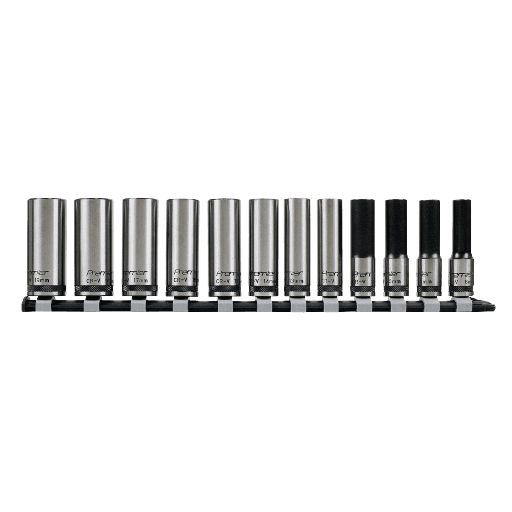 Sealey Socket Set 12pc 3/8"Sq Drive Deep Lock-On? 6pt Metric - Black Series Model No- AK2744B