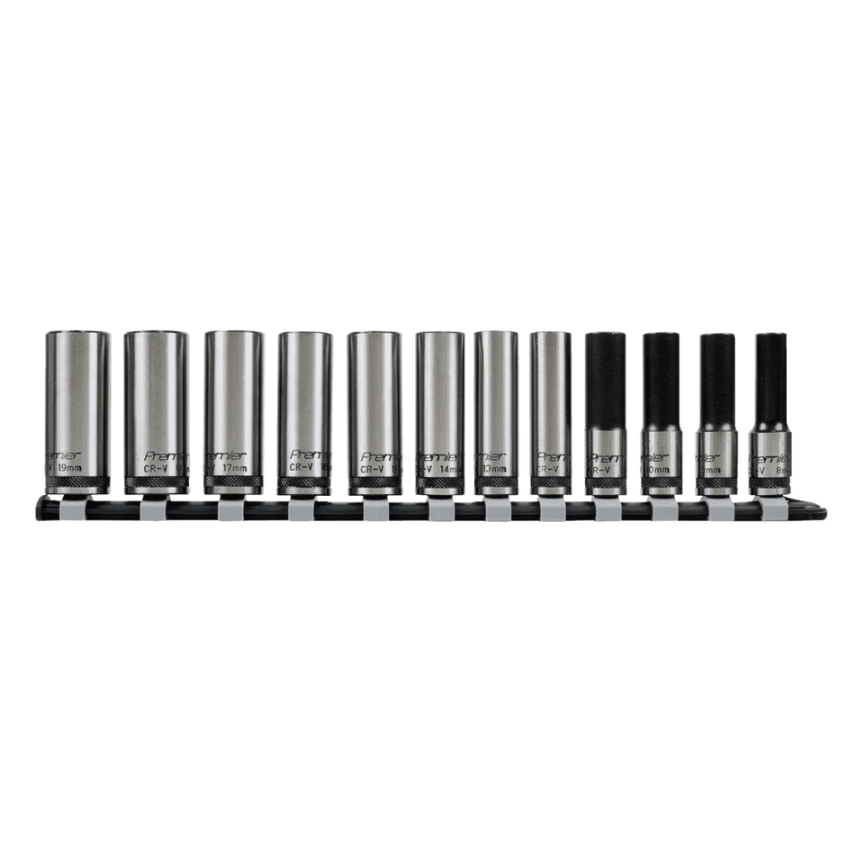 Sealey Socket Set 12pc 3/8"Sq Drive Deep Lock-On? 6pt Metric - Black Series Model No- AK2744B