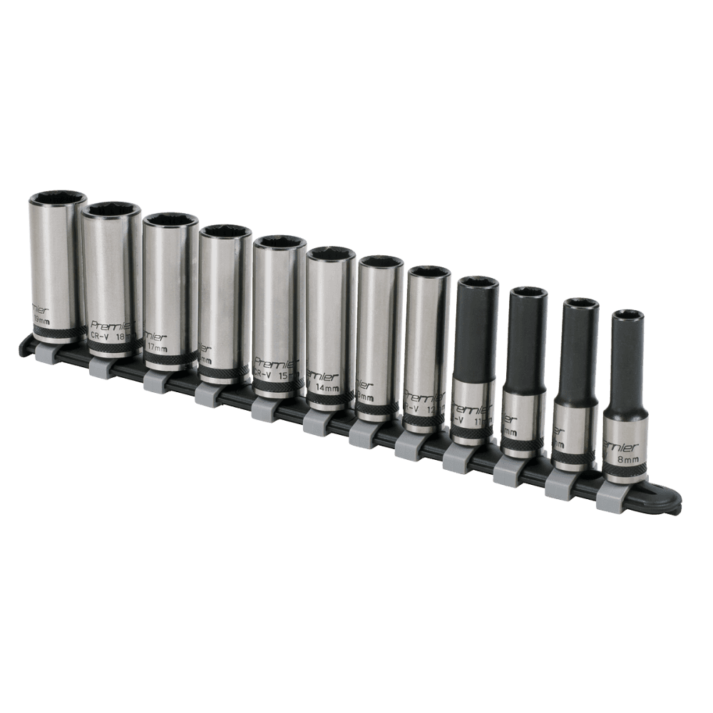 Sealey Socket Set 12pc 3/8"Sq Drive Deep Lock-On? 6pt Metric - Black Series Model No- AK2744B