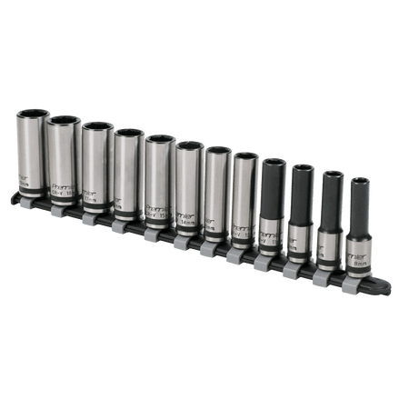Sealey Socket Set 12pc 3/8"Sq Drive Deep Lock-On? 6pt Metric - Black Series Model No- AK2744B