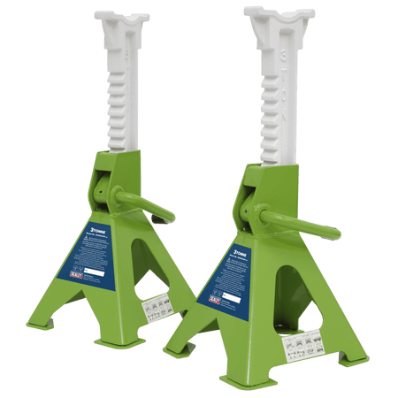 Sealey Axle Stands (Pair) 3tonne Capacity per Stand Ratchet Type - Hi-Vis Green Model No- VS2003HV