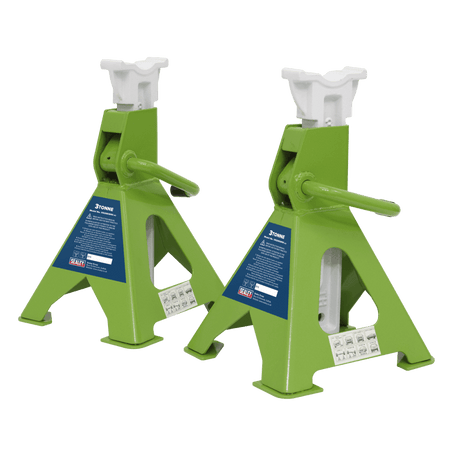 Sealey Axle Stands (Pair) 3tonne Capacity per Stand Ratchet Type - Hi-Vis Green Model No- VS2003HV