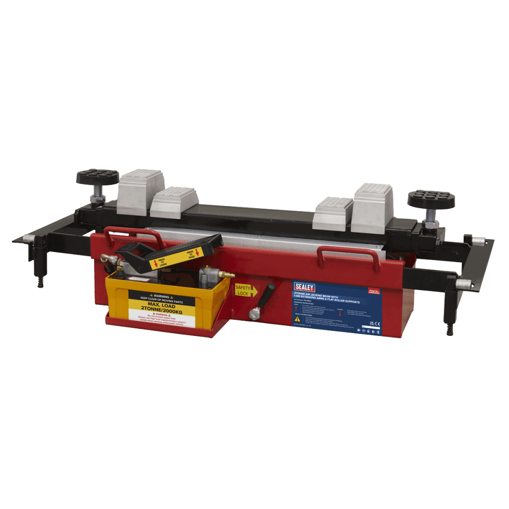 Sealey Air Jacking Beam 2tonne with Arm Extenders & Flat Roller Supports Model No- SJBEX200A