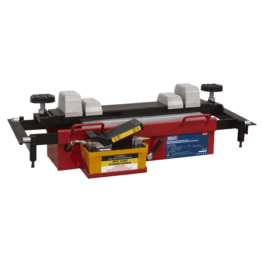 Sealey Air Jacking Beam 2tonne with Arm Extenders & Flat Roller Supports Model No- SJBEX200A