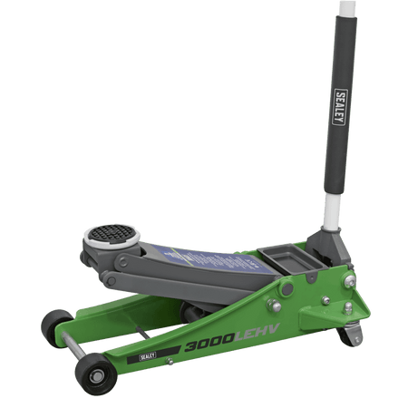 Sealey Trolley Jack 3tonne Low Entry Rocket Lift Hi-Vis Green Model No- 3000LEHV