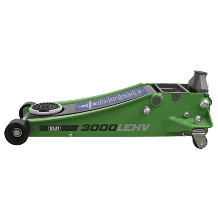 Sealey Trolley Jack 3tonne Low Entry Rocket Lift Hi-Vis Green Model No- 3000LEHV
