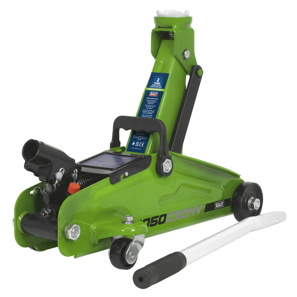 Sealey Trolley Jack 2tonne Hi-Vis Short Chassis with Storage Case Model No- 1050CXDHV