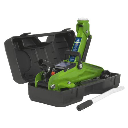 Sealey Trolley Jack 2tonne Hi-Vis Short Chassis with Storage Case Model No- 1050CXDHV