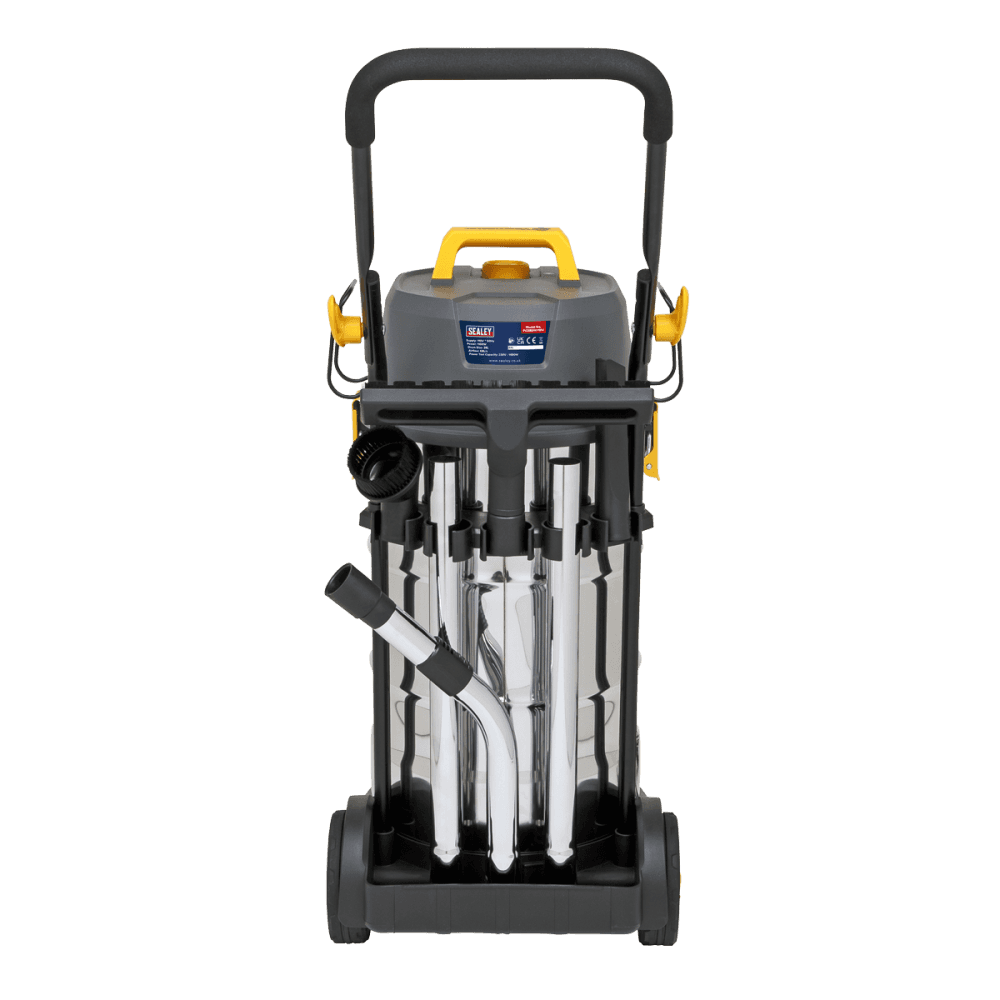 Sealey Vacuum Cleaner Industrial Dust-Free Wet/Dry 38L 1100W/110V Stainless Steel Drum M Class Filtration Model No- PC380M110V