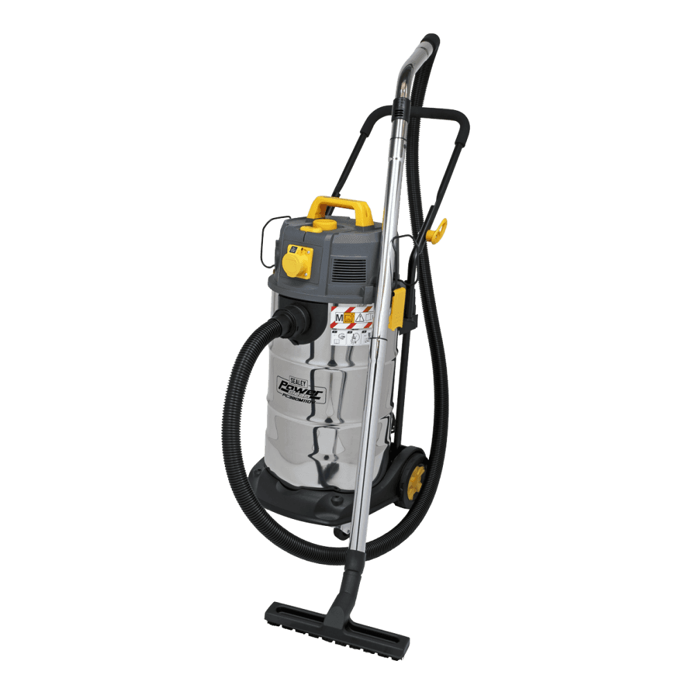 Sealey Vacuum Cleaner Industrial Dust-Free Wet/Dry 38L 1100W/110V Stainless Steel Drum M Class Filtration Model No- PC380M110V