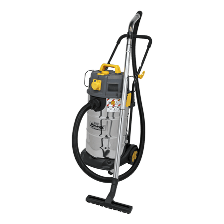 Sealey Vacuum Cleaner Industrial Dust-Free Wet/Dry 38L 1100W/110V Stainless Steel Drum M Class Filtration Model No- PC380M110V