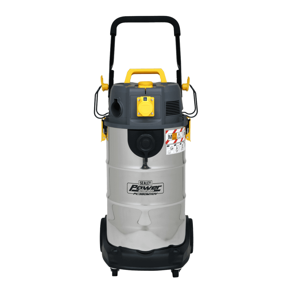 Sealey Vacuum Cleaner Industrial Dust-Free Wet/Dry 38L 1100W/110V Stainless Steel Drum M Class Filtration Model No- PC380M110V