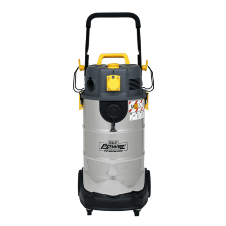 Sealey Vacuum Cleaner Industrial Dust-Free Wet/Dry 38L 1100W/110V Stainless Steel Drum M Class Filtration Model No- PC380M110V