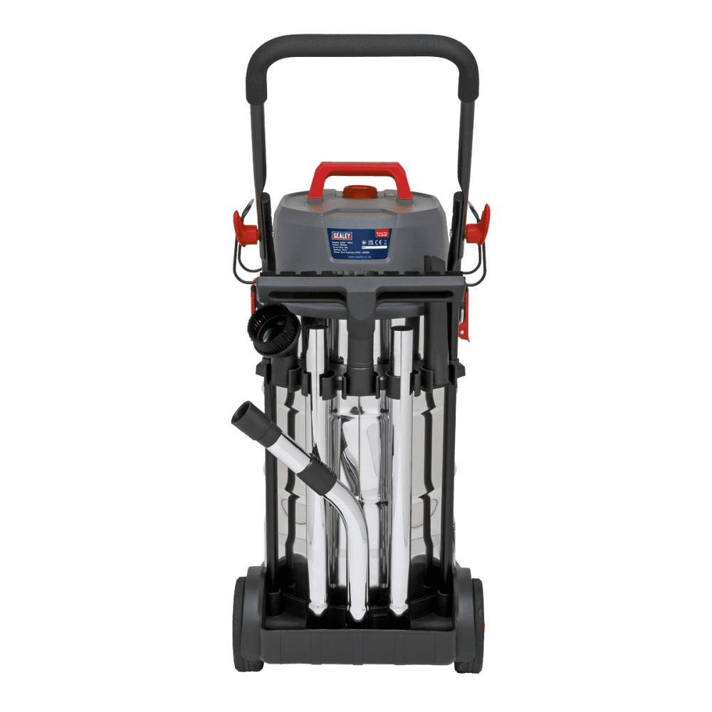 Sealey Vacuum Cleaner Industrial Dust-Free Wet/Dry 38L 1500W/230V Stainless Steel Drum M Class Filtration Model No- PC380M