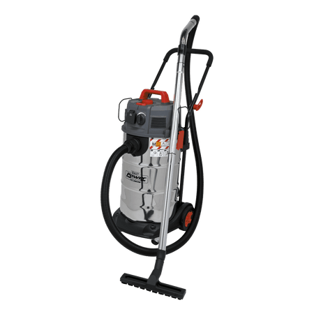Sealey Vacuum Cleaner Industrial Dust-Free Wet/Dry 38L 1500W/230V Stainless Steel Drum M Class Filtration Model No- PC380M