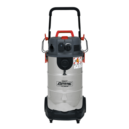 Sealey Vacuum Cleaner Industrial Dust-Free Wet/Dry 38L 1500W/230V Stainless Steel Drum M Class Filtration Model No- PC380M