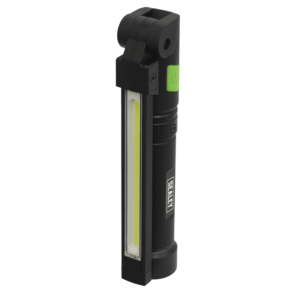 Sealey Rechargeable Aluminium Folding Pocket Light 2 COB & 1 SMD LED Model No- LED02G