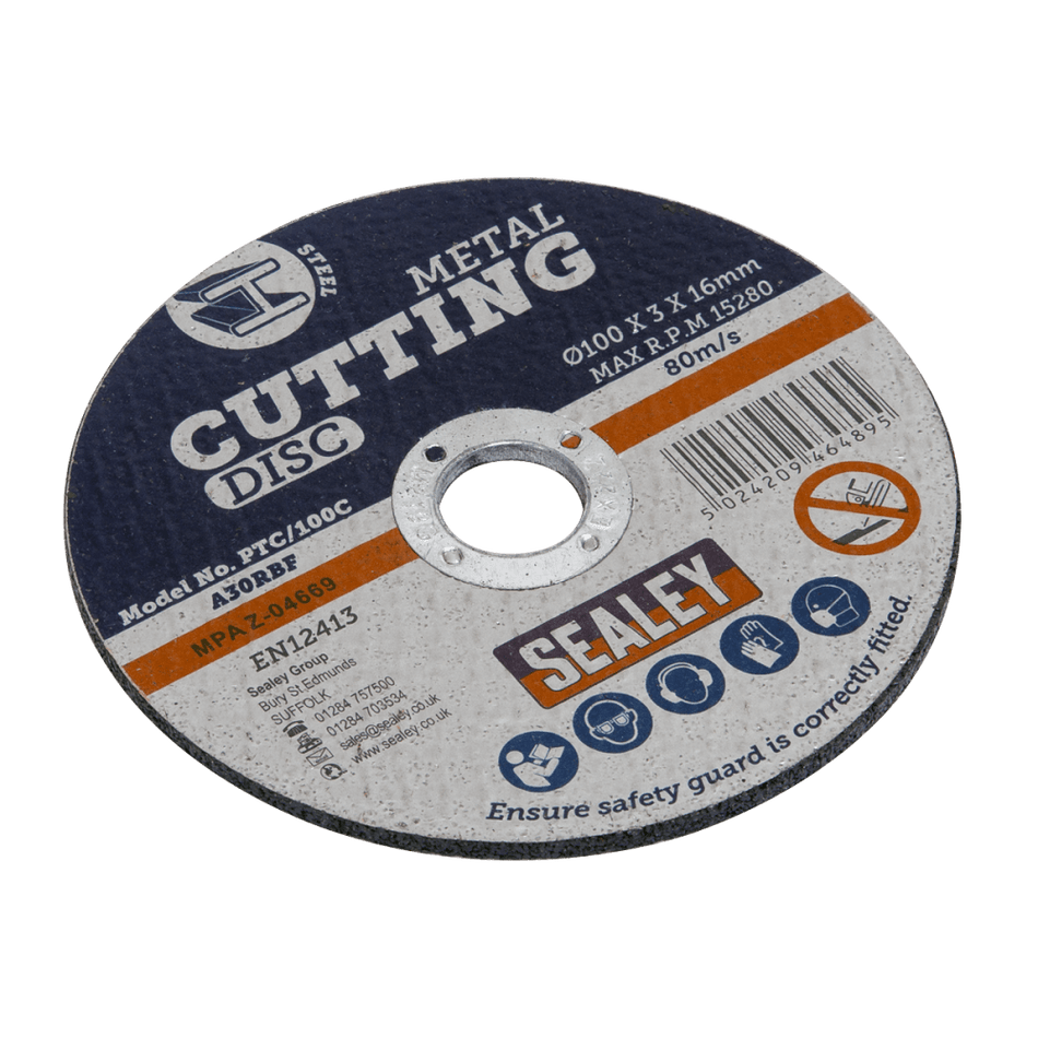 Sealey Cutting Disc 100 x 3mm 16mm Bore Model No-PTC/100C