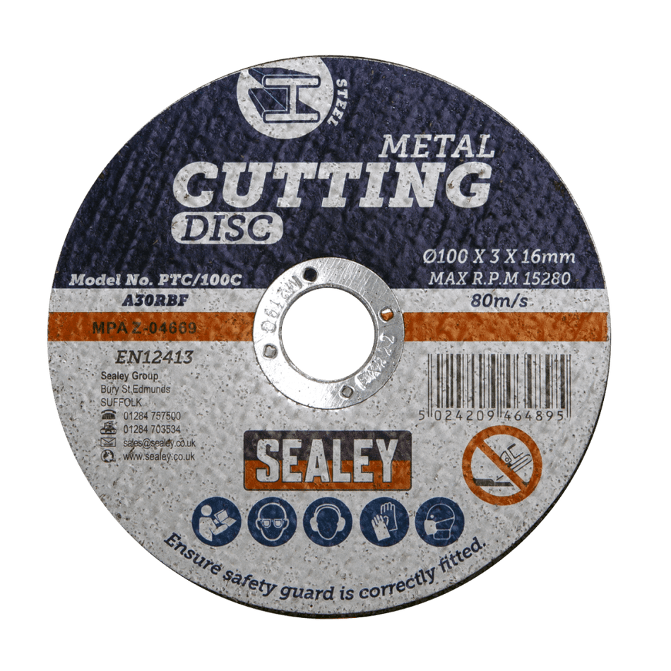 Sealey Cutting Disc 100 x 3mm 16mm Bore Model No-PTC/100C