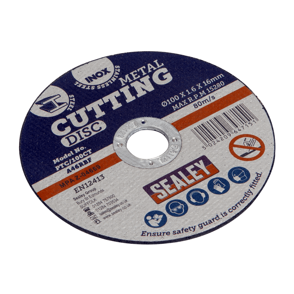 Sealey Cutting Disc 100 x 1.6mm 16mm Bore Model No-PTC/100CT