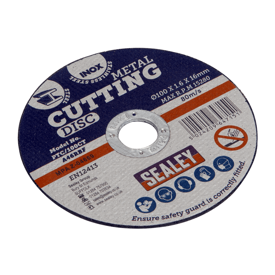 Sealey Cutting Disc 100 x 1.6mm 16mm Bore Model No-PTC/100CT