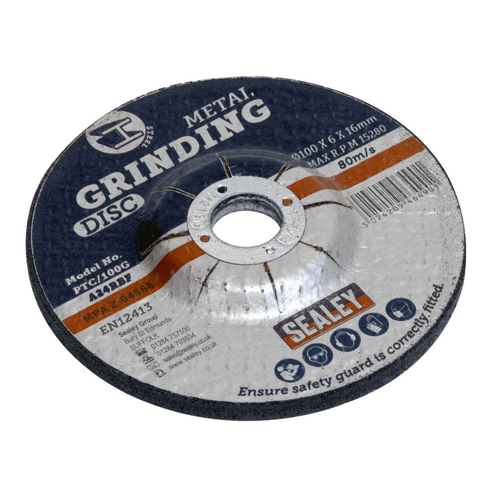 Sealey Grinding Disc 100 x 6mm 16mm Bore Model No-PTC/100G