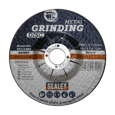 Sealey Grinding Disc 100 x 6mm 16mm Bore Model No-PTC/100G