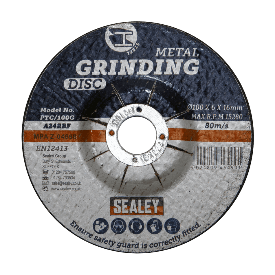 Sealey Grinding Disc 100 x 6mm 16mm Bore Model No-PTC/100G