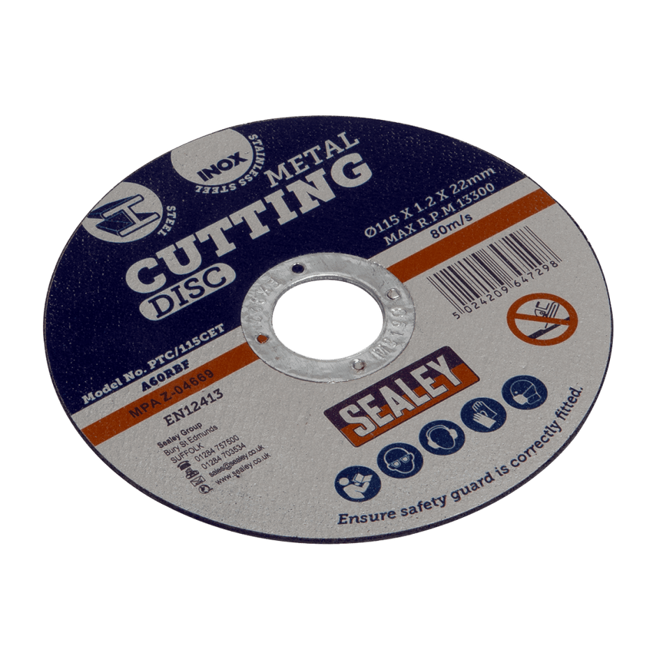 Sealey Cutting Disc 115 x 1.2mm 22mm Bore Model No-PTC/115CET
