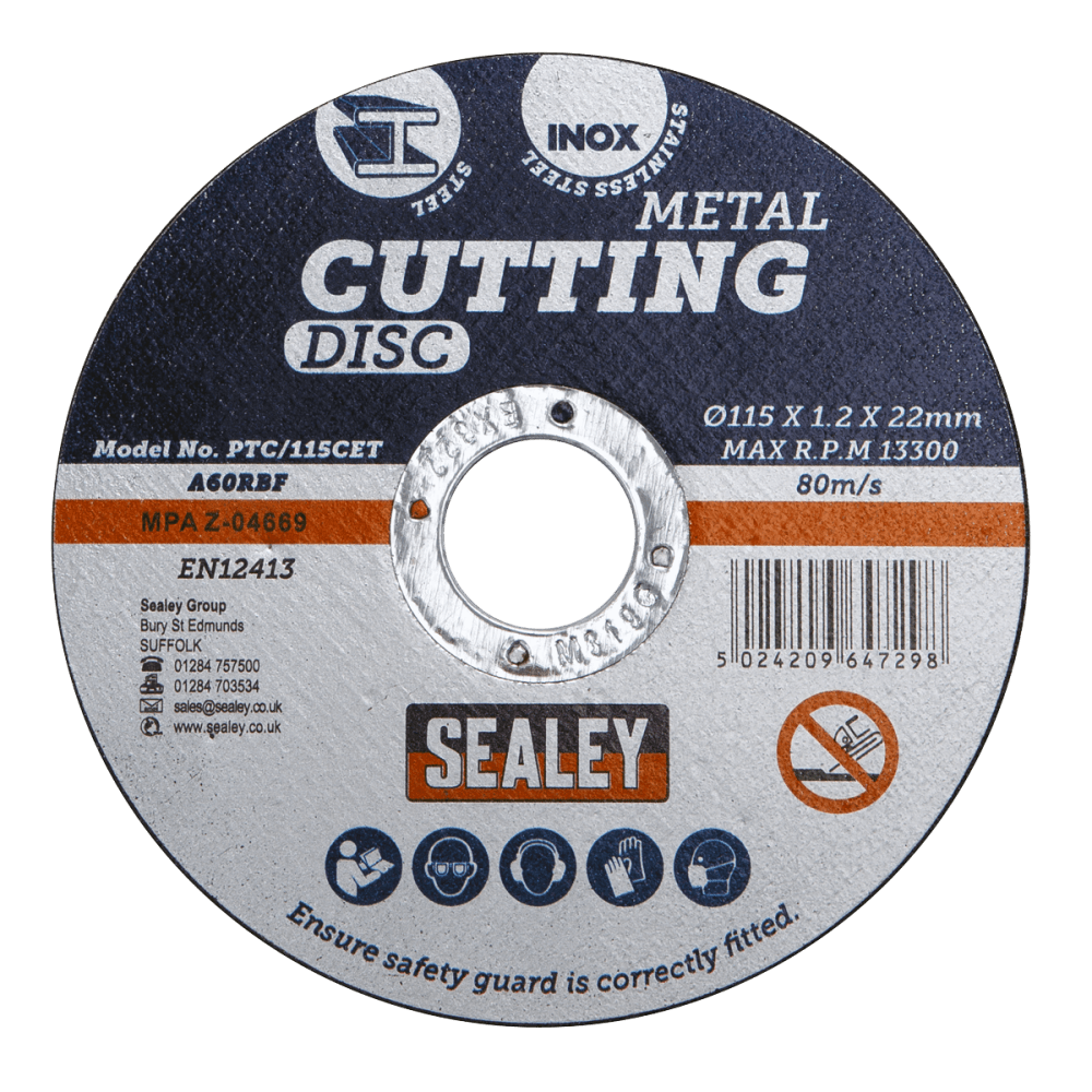 Sealey Cutting Disc 115 x 1.2mm 22mm Bore Model No-PTC/115CET