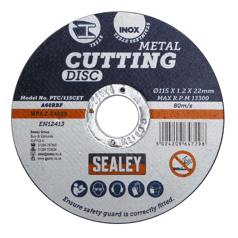 Sealey Cutting Disc 115 x 1.2mm 22mm Bore Model No-PTC/115CET