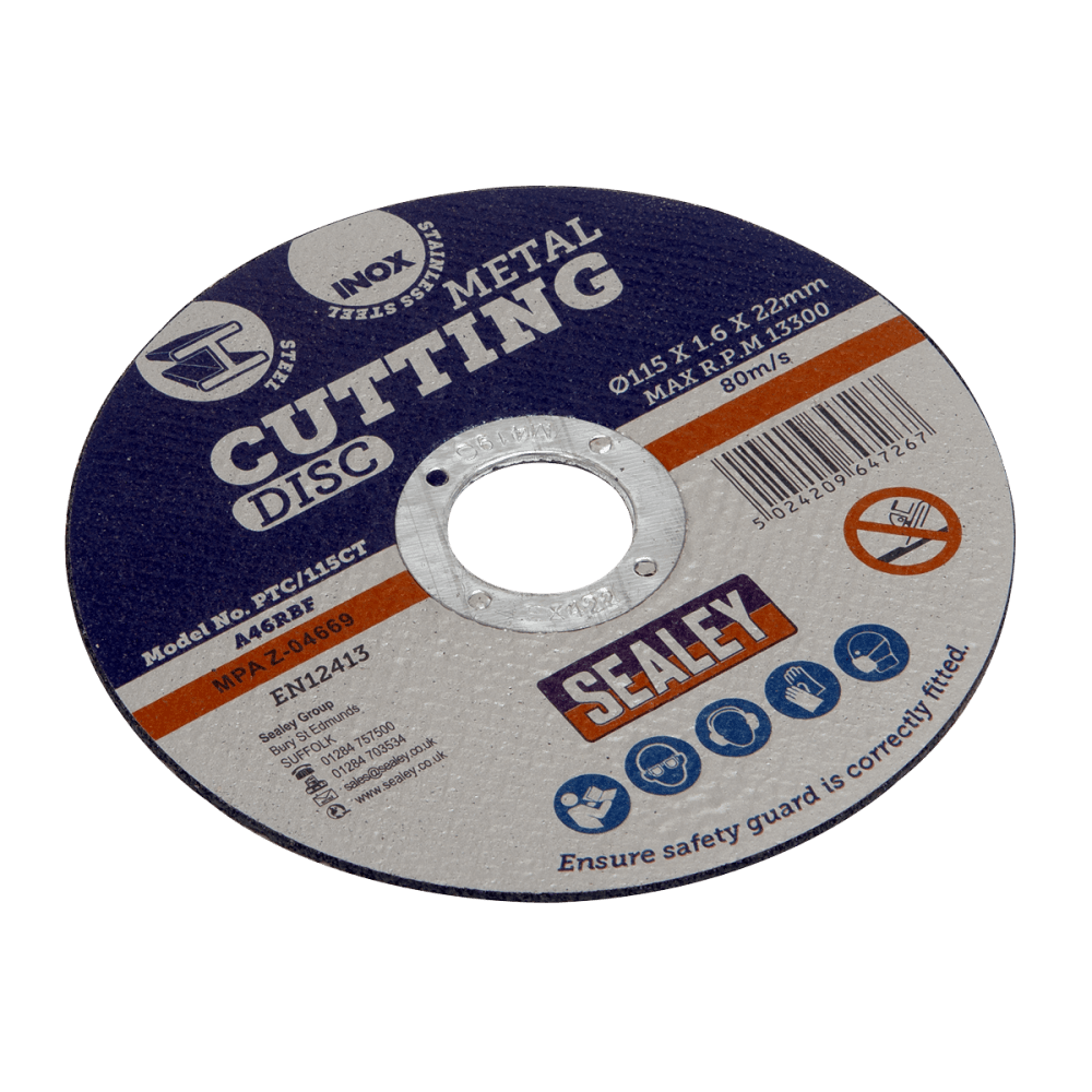 Sealey Cutting Disc 115 x 1.6mm 22mm Bore Model No-PTC/115CT