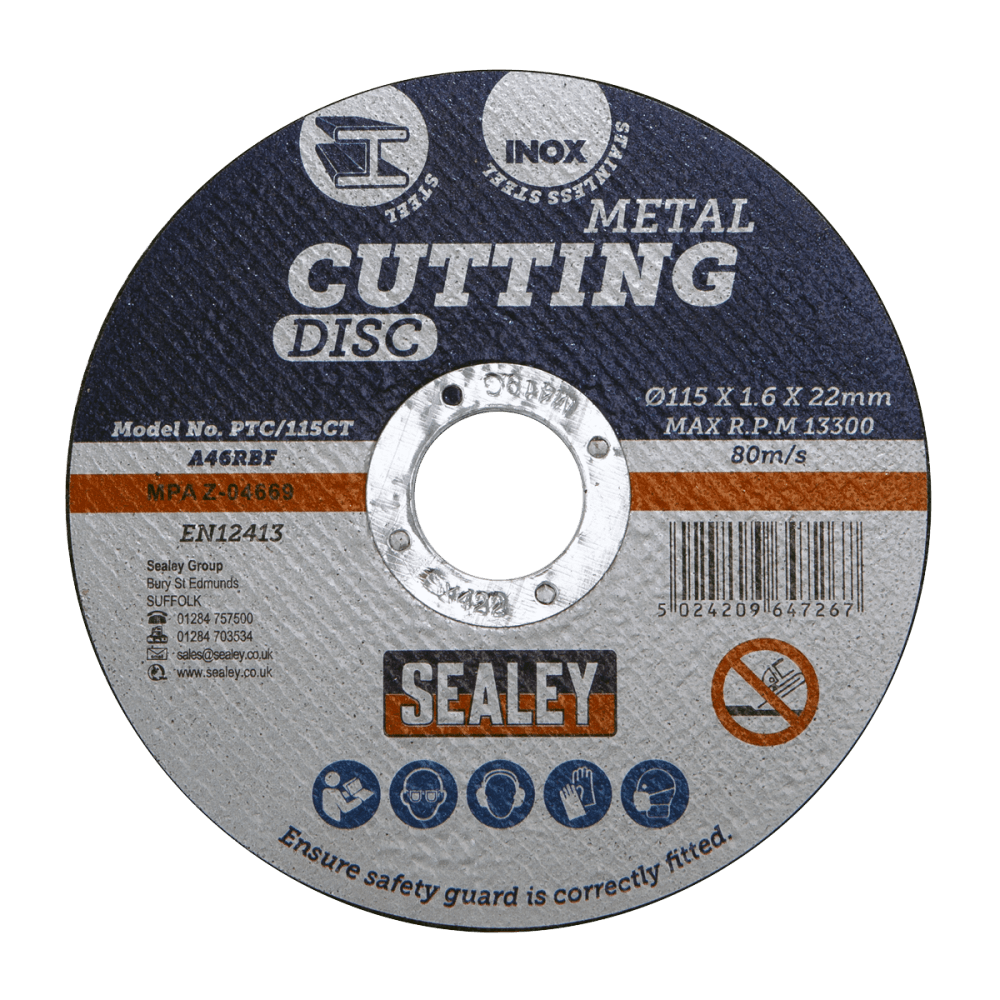 Sealey Cutting Disc 115 x 1.6mm 22mm Bore Model No-PTC/115CT